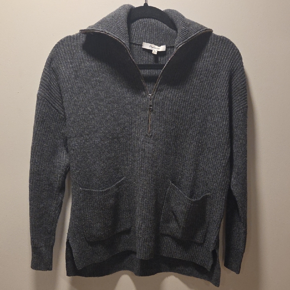 Madewell Gray Zip-Up Sweater
